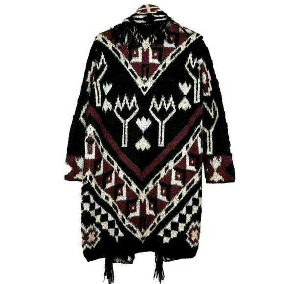 Anthropologie Cardigan Sweater Size XS/S Aztec Soutwestern Fringe Western Boho - Picture 2 of 4